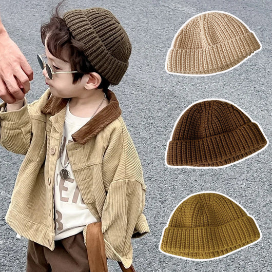 Gorro Infantil de Lana Tejida Otoño Invierno - Diseño Cáscara de Melón