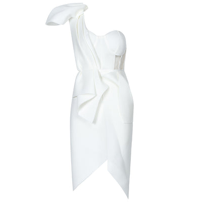 Vestido Asimétrico con Moño Ajustado y Diseño Minimalista - Image 3