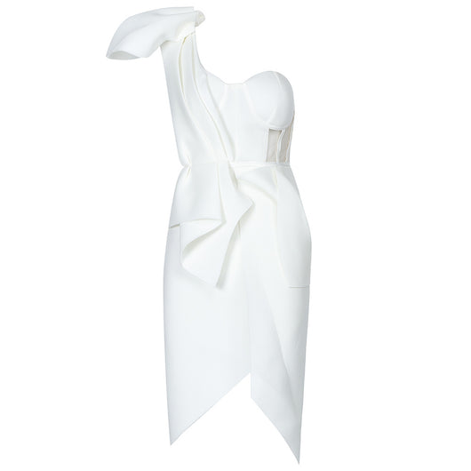 Vestido Asimétrico con Moño Ajustado y Diseño Minimalista - Image 3