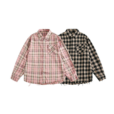 Abrigo Camisa Cuadros con Flecos Unisex - Image 4