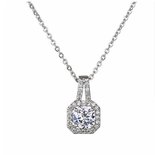 Collar Clavícula de Plata Esterlina S925 con Colgante Cuadrado de Circonita Microincrustada