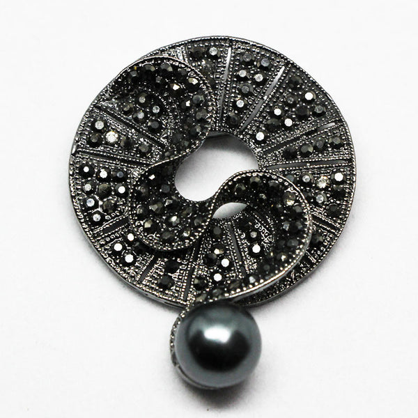 Broche de Perla de Cristal Negro Diamond