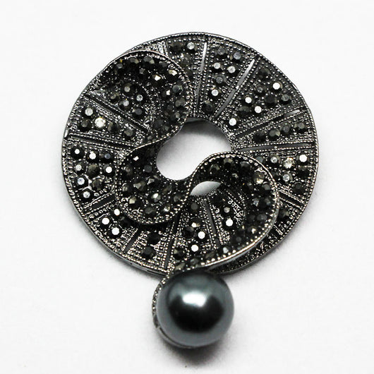 Broche de Perla de Cristal Negro Diamond