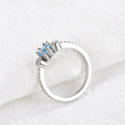 Anillos de Diamantes de Imitación Azul Océano para Mujer - Oro y Plata Bohemios - Image 4