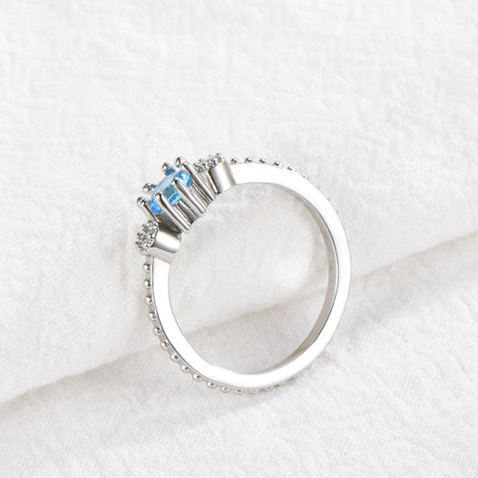 Anillos de Diamantes de Imitación Azul Océano para Mujer - Oro y Plata Bohemios - Image 4