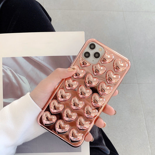 Funda para Teléfono con Diseño 3D de Corazón Electrochapada - Image 11