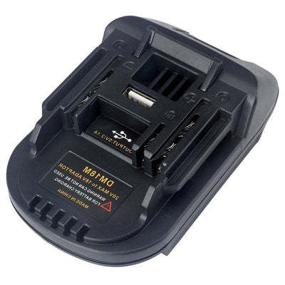 Dark gray 18V lithium battery adapter with a USB output port, converting 20V MAX to 18V for power tools. - Image 8