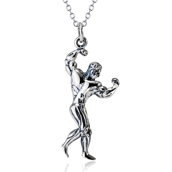 Collar Colgante Hombre Musculoso en Plata 925