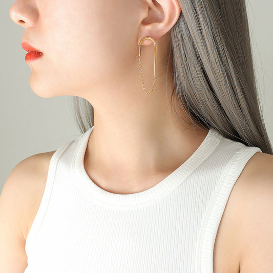 Aretes Cadena Estilo Europeo Americano en Forma de U