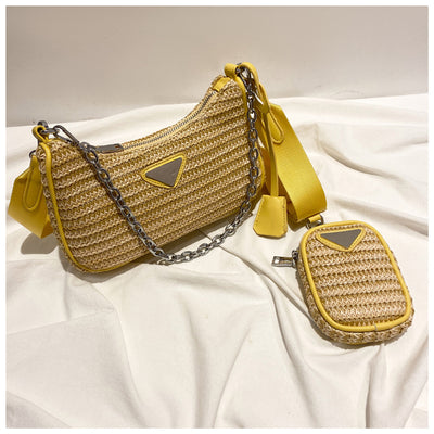 Bolsa de Paja Tejida 3 en 1 - Diseño Francés Minimalista para Verano - Image 5