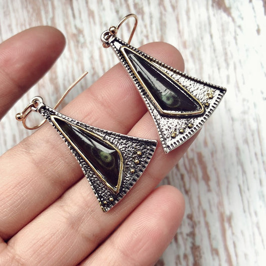 Aretes de Cristal Triangular Abanico Multicolor - Image 2