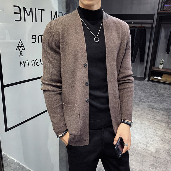 Suéter Slim Fit Cuello V Manga Larga para Hombre
