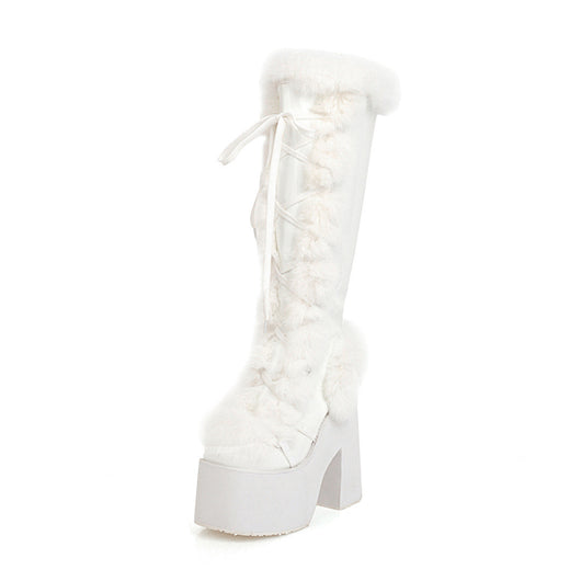 Botas de Nieve Plataforma Gruesa con Pelaje y Tacón Alto - Image 8