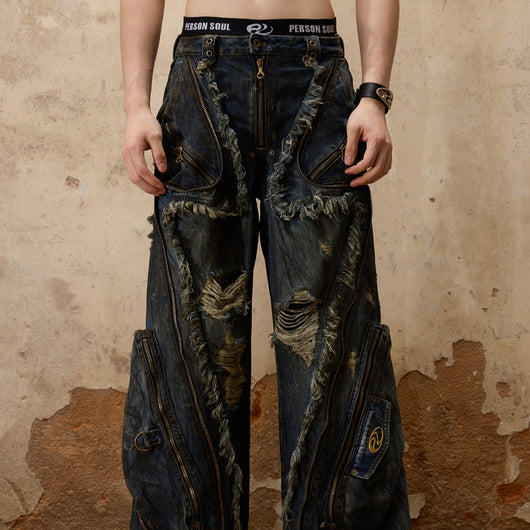Jeans Estructura Alien Mujer con Detalles Textiles