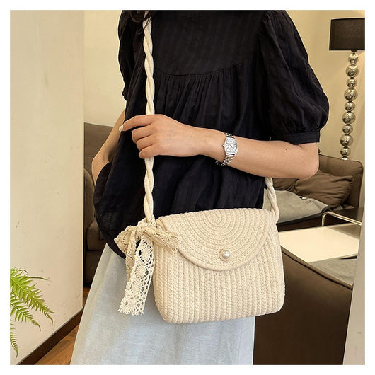 Bolsa Tejida de Algodón con Cuerda - Estilo Casual Artesanal para Verano - Image 17