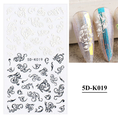 Pegatinas de Uñas de Encaje Blanco Hueco 3D Diseño Mariposa para Novia - Image 8