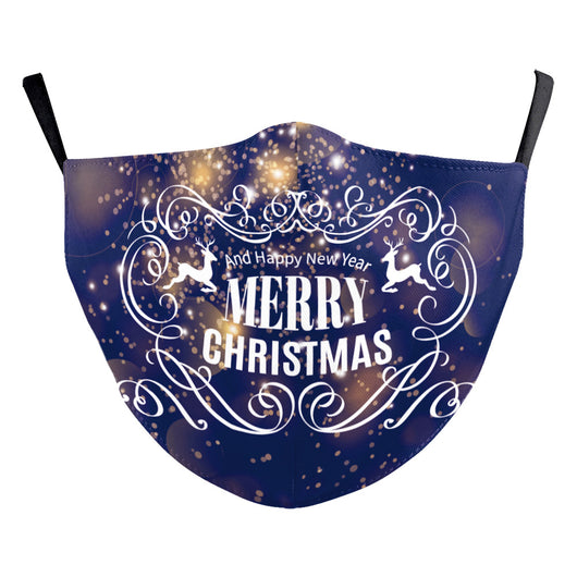 Christmas dust mask with a digital print of a black and white dog wearing a Santa hat and holding a candy cane. - Image 7