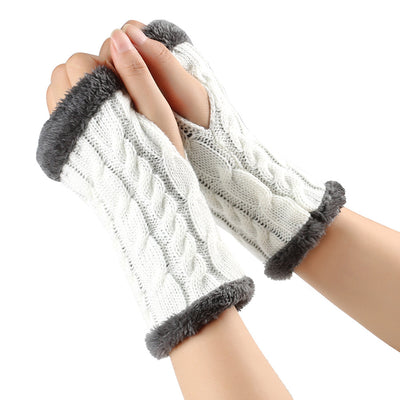 Guantes de Invierno Tejidos sin Dedos - Lana Térmica Gruesa para Mujer - Image 21