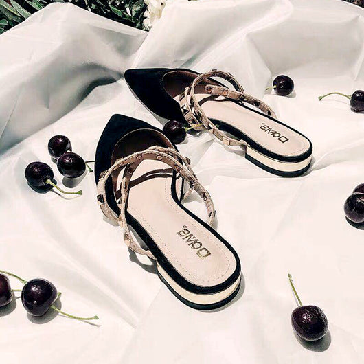 Sandalias Casuales para Mujer con Punta Afilada y Tacón Bajo con Remaches - Image 5