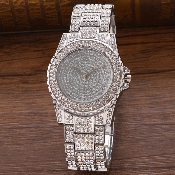 Reloj de Acero Inoxidable con Diamantes y Esfera Estrellada