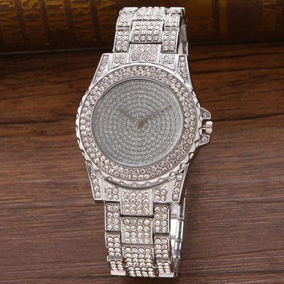 Reloj de Acero Inoxidable con Diamantes y Esfera Estrellada