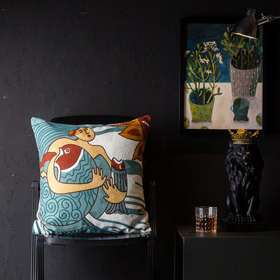 Funda de Almohada Abstracta con Diseño de Viento - Image 3