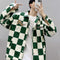 Saco a Cuadros Retro con Contraste de Color Verde para Hombre