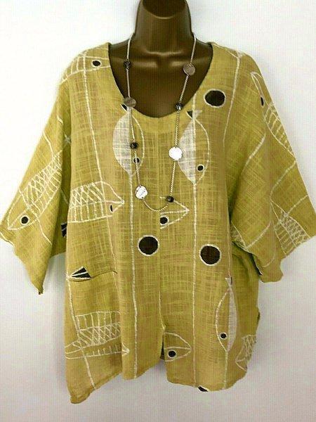 Camiseta de Algodón y Lino Estampada Multicolor - Image 12