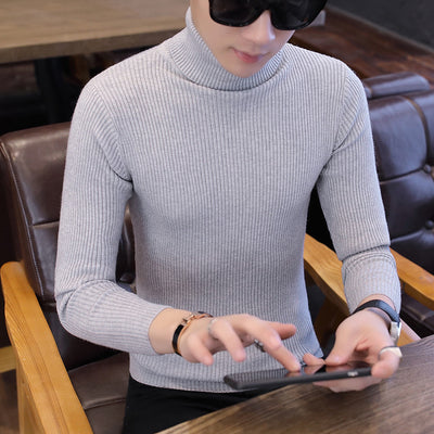 Suéter Cuello Alto Slim Fit en Colores Sólidos para Hombre - Image 4