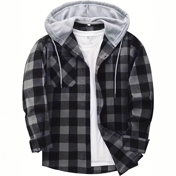 Sudadera Hoodie Cuadros para Hombre - Manga Larga
