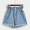 Shorts de Mezclilla Elástica Cintura Alta para Mujer - Estilo Verano Amplio y Cómodo