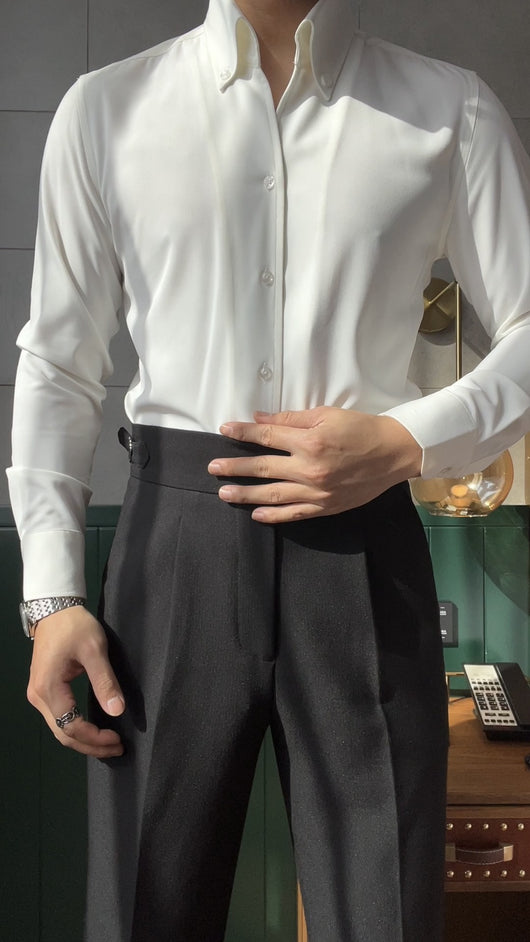 Camisa Business Casual Manga Larga Slim Fit Cuello Italiano Hombre - Image 30