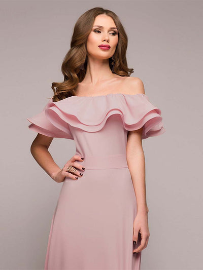Vestido Largo Elegante Slim Fit con Hombros Descubiertos - Image 3