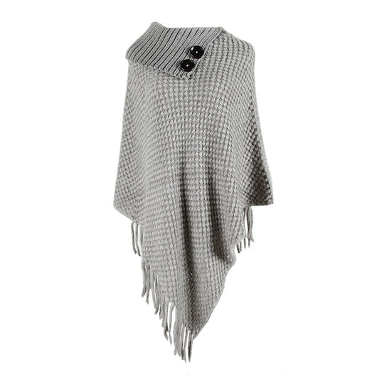 Capa Chal con Cuello Abotonado y Flecos - Image 10