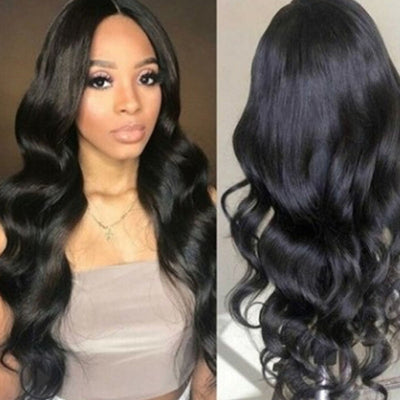 Peluca Ondas Grandes Negra Cabello Sintético Resistente al Calor - Image 3