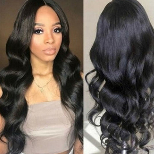 Peluca Ondas Grandes Negra Cabello Sintético Resistente al Calor - Image 3