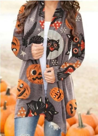 Abrigo Casual Versátil con Temática Halloween para Mujer - Image 15