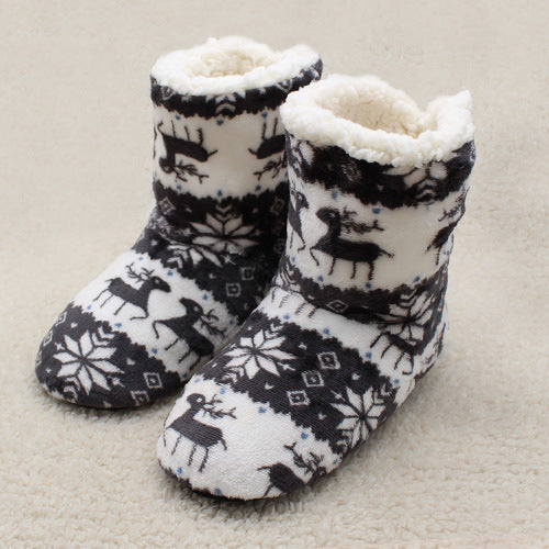 Botas de Interior Terciopelo Coral con Estampado