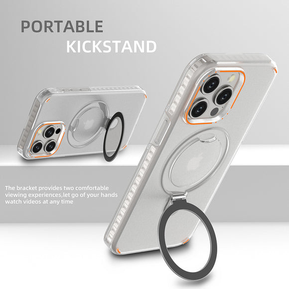 Magnetic Clear Case with Stand and Wireless Charging Compatible with MagSafe