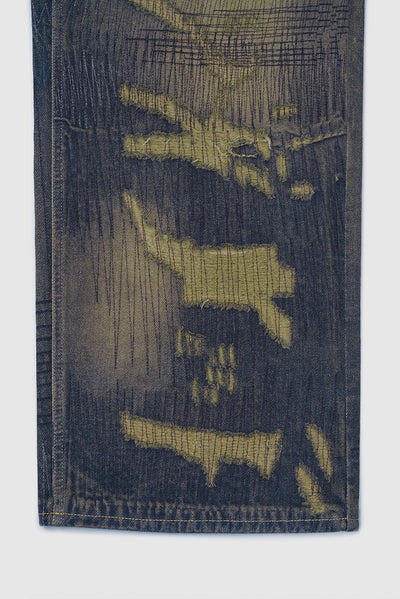 Pantalones Denim Ancho Estilo Urbano Americano con Estampado para Hombre - Image 17