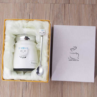 Taza de Cerámica con Tapa y Cuchara - Diseño Adorable para Café - Image 5