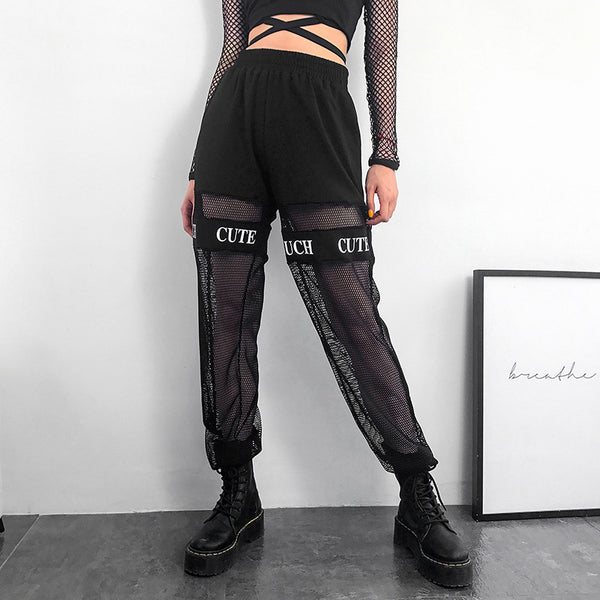 Pantalones Mujer Hip-Hop Malla Hueca Tendencia Primavera Verano