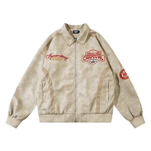Chaqueta de Cuero Suelta con Letras Bordadas Estilo Europeo Americano - Image 6