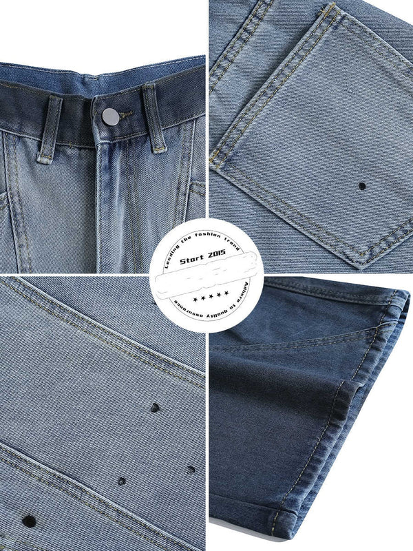 Jeans Cropped Desteñido Tie-dye Degradado Estilo Vintage