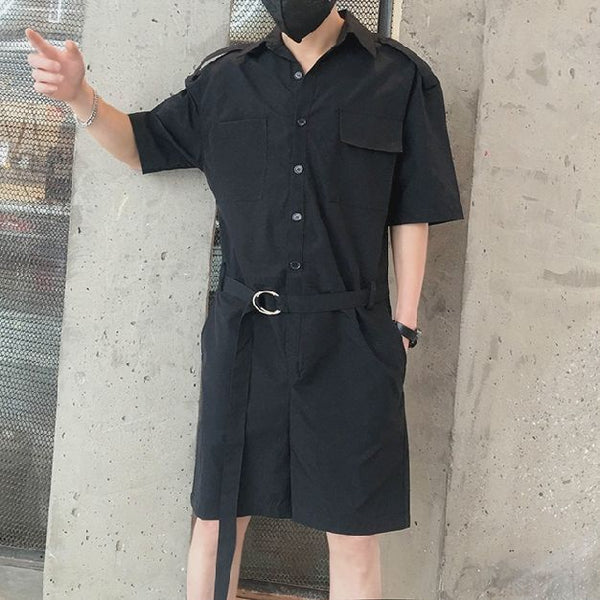 Mono Jumpsuit para Hombre Streetwear Media Manga con Cinturón