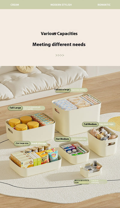 Caja de Almacenamiento Grande con Tapa para Ropa y Accesorios - Diseño Crema - Image 14