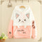 Sudadera Polar con Capucha Estampado Gato para Mujer