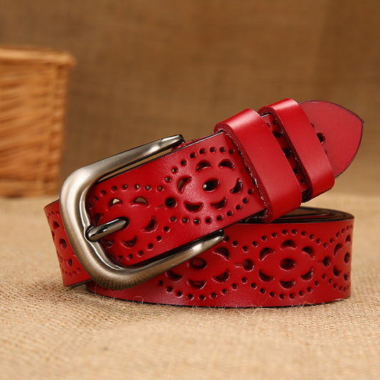 Cinturón de cuero hueco para mujer