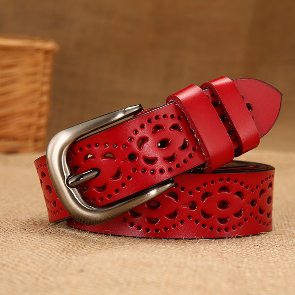 Cinturón de cuero hueco para mujer