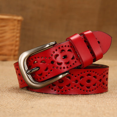 Cinturón de cuero hueco para mujer
